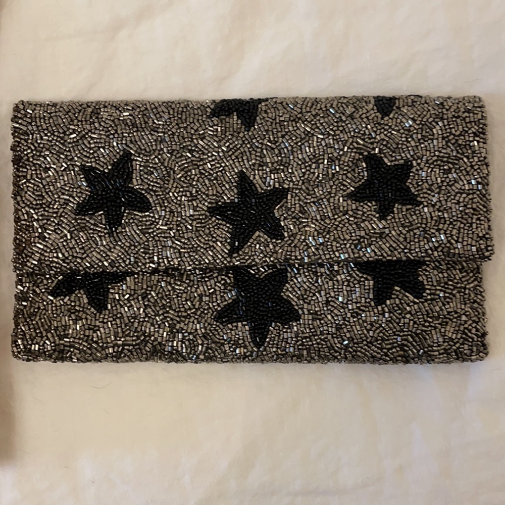 Monya Silver Star Beaded Clutch